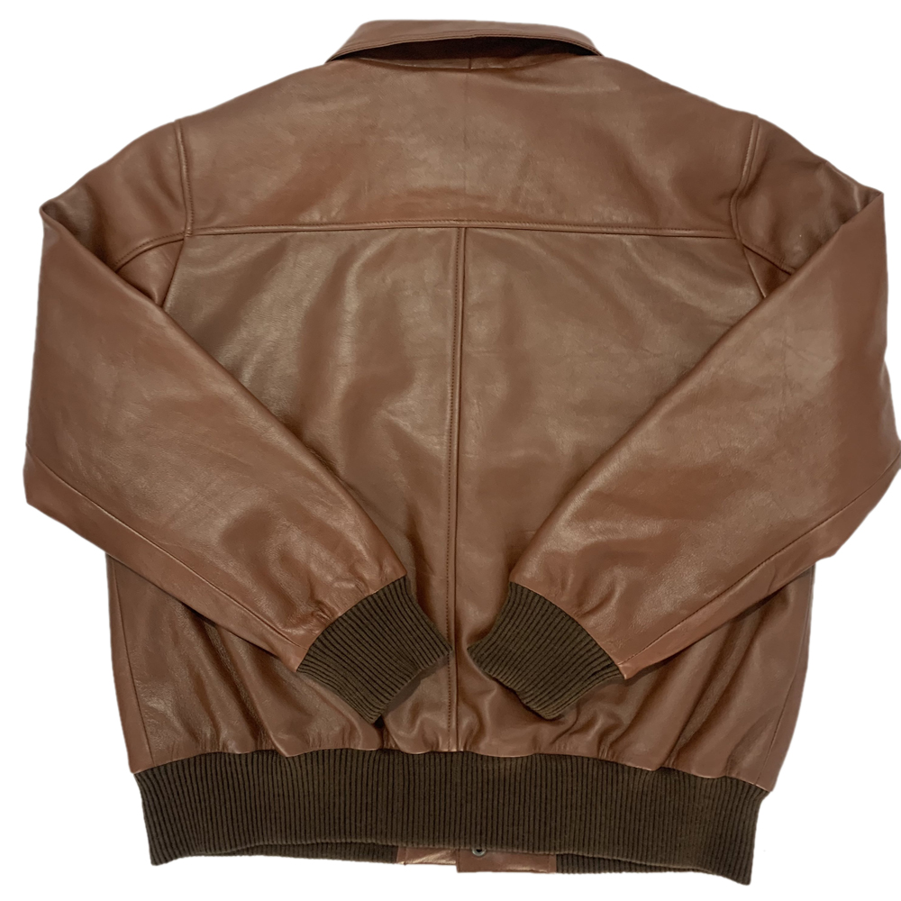 Men’s Genuine Brown Leather Bomber Jacket!
