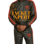 Custom Made - Men's Black Cowhide Genuine Leather adidas Tracksuits