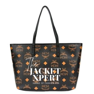Black MCM monogram leather tote bag by The Jacket Xpert.