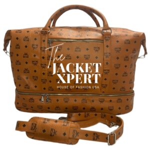 Brown MCM monogram leather duffle bag by The Jacket Xpert.