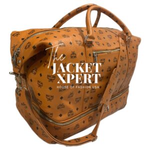 Brown MCM monogram leather duffle bag by The Jacket Xpert.