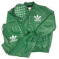 green leather adidas tracksuit
