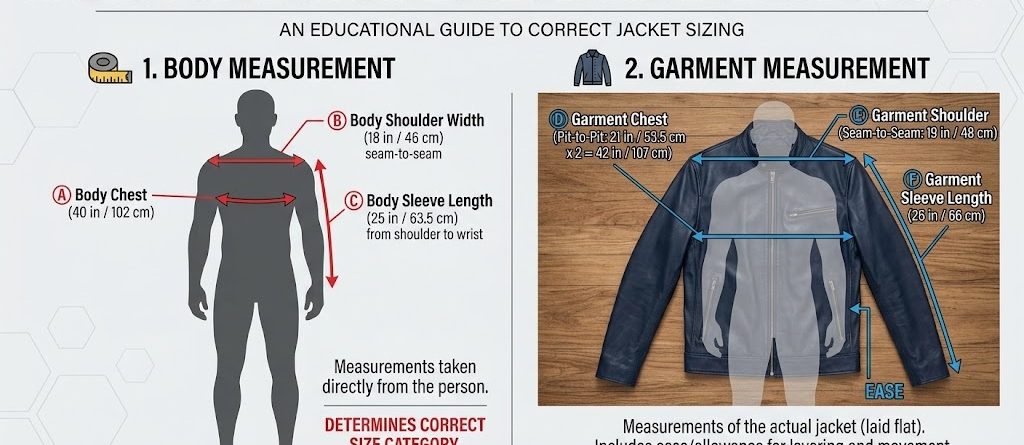 Confused between US and UK jacket sizes? This guide breaks down the size conversion, measuring techniques, and fit issues so you order the perfect fit.