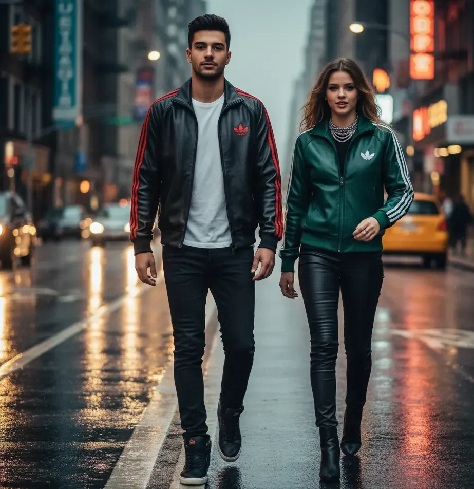 leather adidas tracksuit