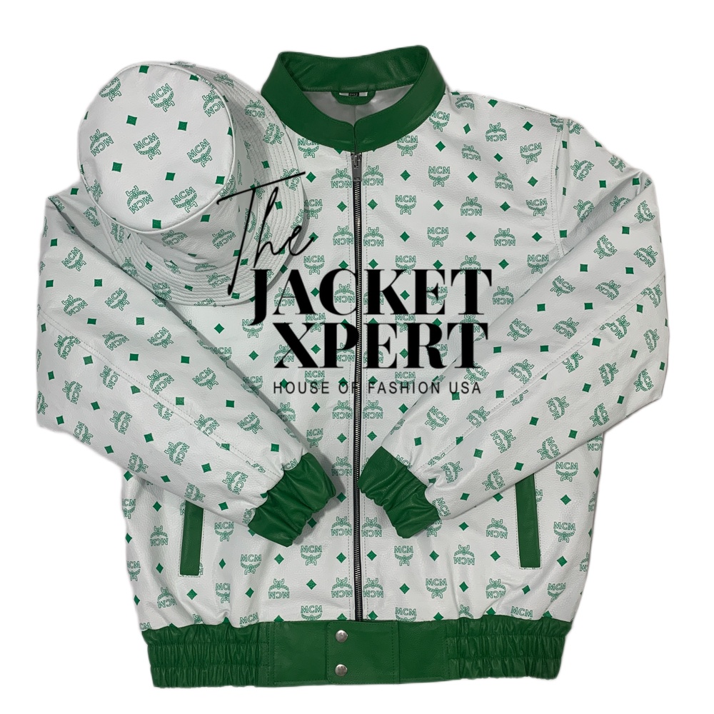 white mcm bomber jacket