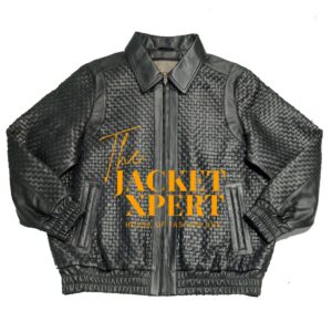 Black woven leather jacket with Supreme style by The Jacket Xpert.