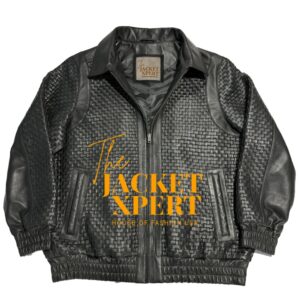 Black woven leather jacket with Supreme style by The Jacket Xpert.
